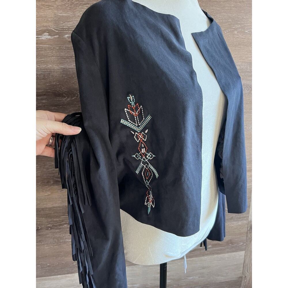 Chelsea & Violet Cardigan Women Sz S Fringe Cardigan Western Bohemian Festival